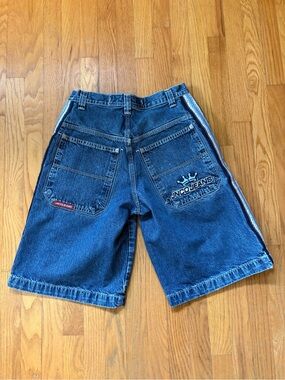 JNCO Blue Denim Shorts with Side Stripe